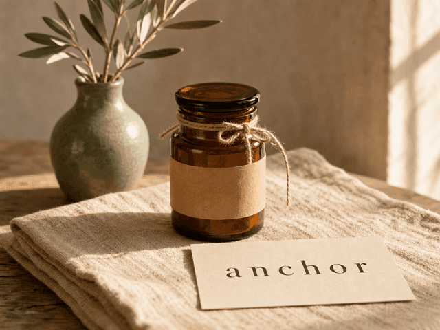 Brand board sample for a warm visual mood — earth tones, classic serif type, photographic textures